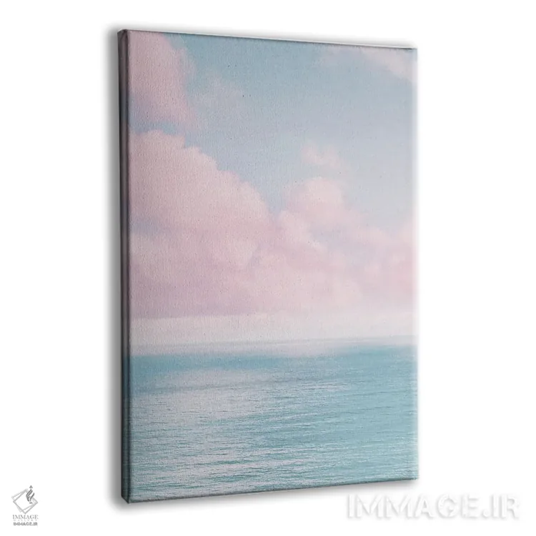 تابلو دکوراتیو اقیانوس با ابرهای صورتی اثر کارن منداو - نمای پرسپکتیو محصول
