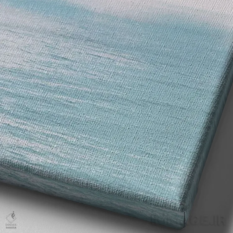 تابلو دکوراتیو اقیانوس با ابرهای صورتی اثر کارن منداو - نمای نزدیک بافت بوم