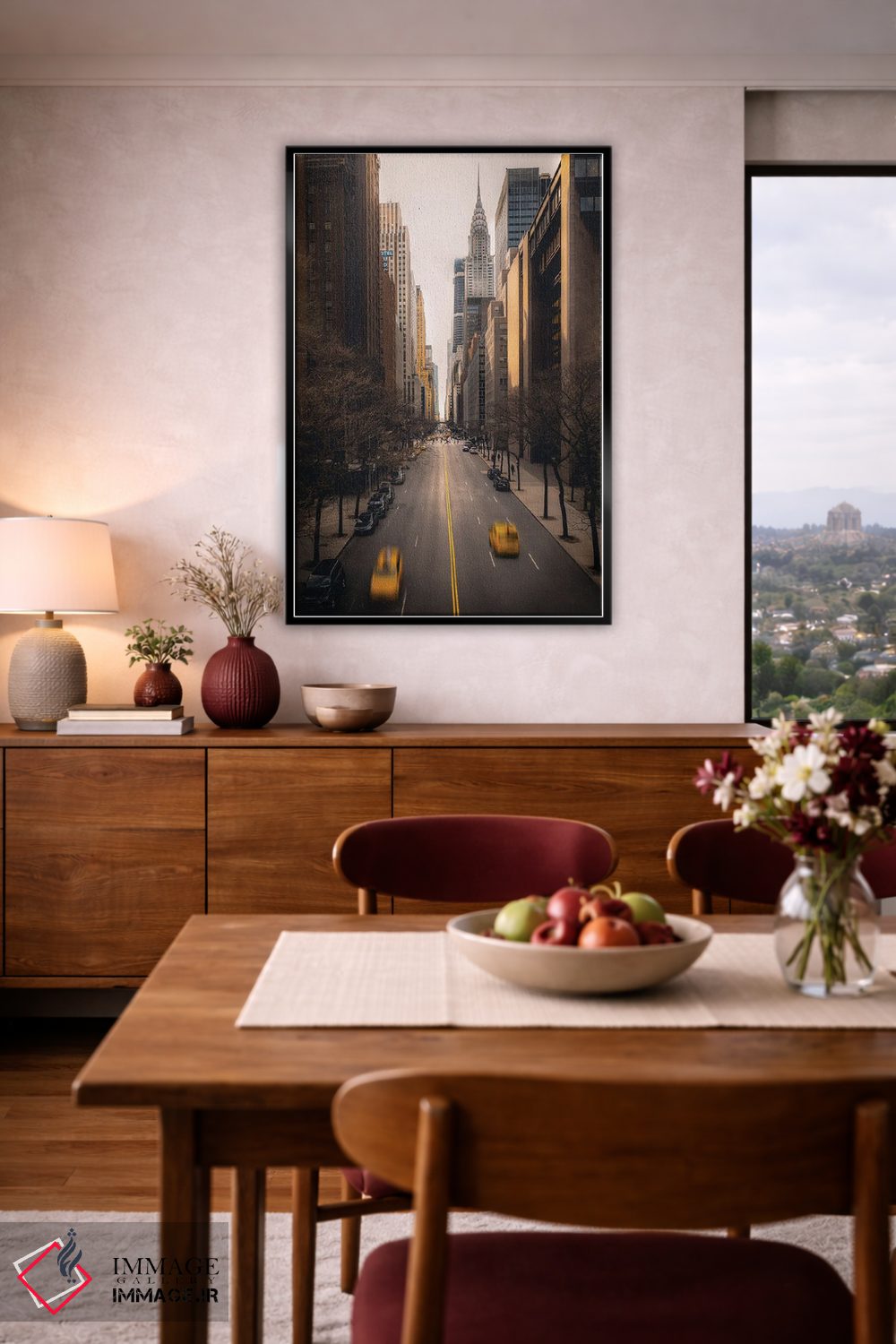 تابلو دکوراتیو خیابان نیویورک با تاکسی های زرد اثر کارن منداو - D5B