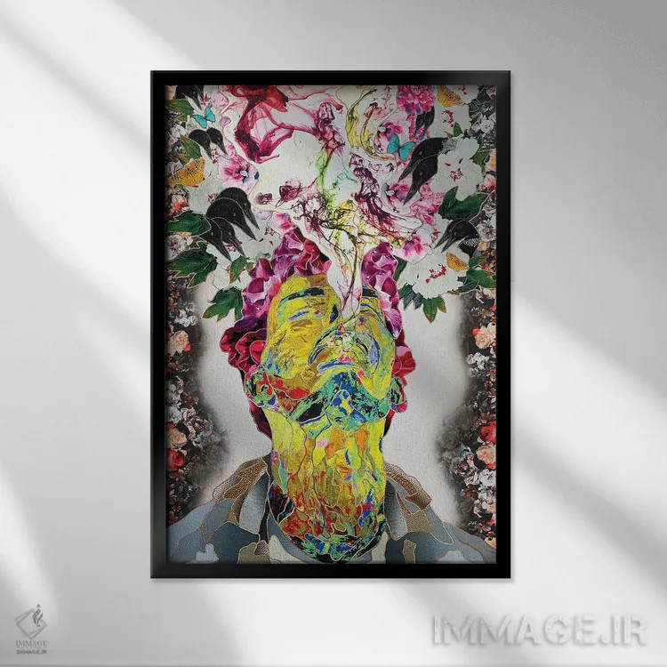 تابلو انتزاعی دنیای نو شجاع اثر کاستیانتین مالگینف - نمای قابدار مشکی