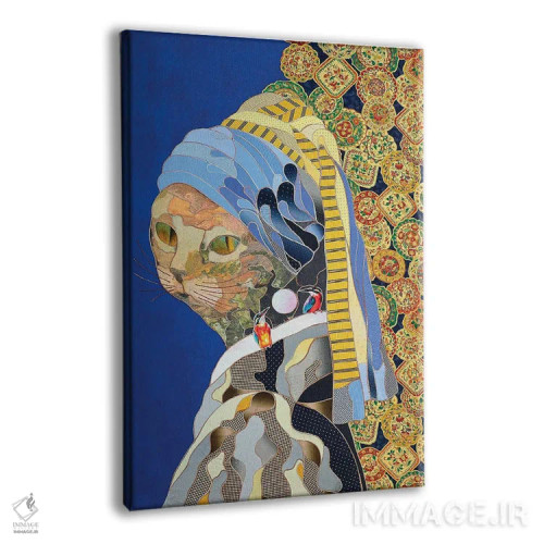 تابلو دکوراتیو گربه با گوشواره اثر کاستیانتین مالگینف - نمای پرسپکتیو محصول