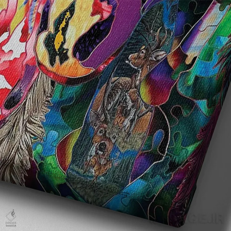 تابلو دکوراتیو اسب های جادویی اثر کاستیانتین مالگینف - نمای نزدیک بافت بوم