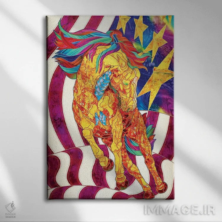 تابلو دکوراتیو آمریکای پیشرو اثر کاستیانتین مالگینف - نمای روبهرو روی دیوار