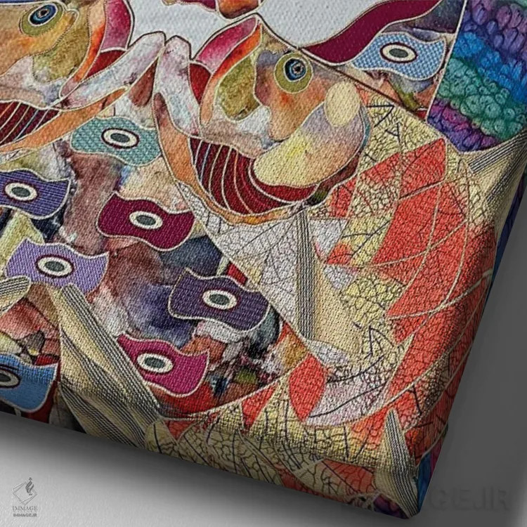 تابلو انتزاعی پادشاه اقیانوس اثر کاستیانتین مالگینف - نمای نزدیک بافت بوم