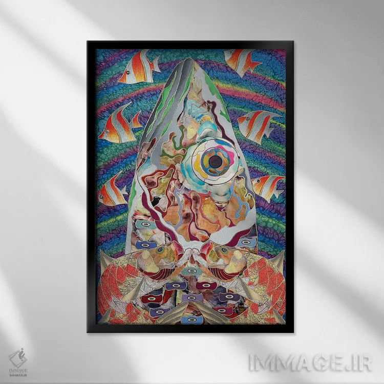 تابلو انتزاعی پادشاه اقیانوس اثر کاستیانتین مالگینف - نمای قابدار مشکی