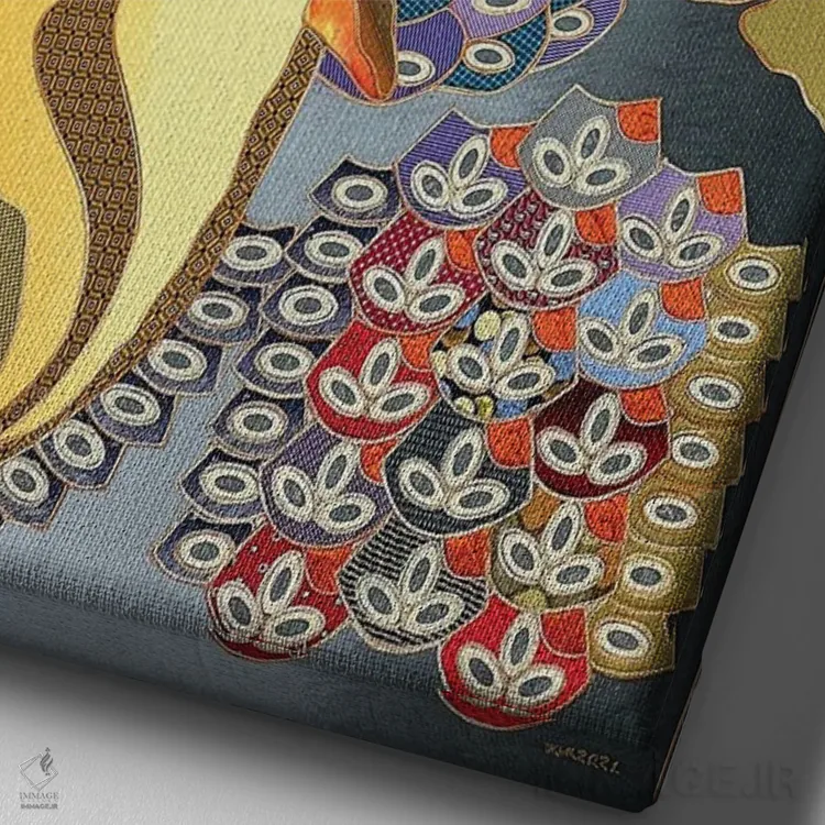 تابلو دکوراتیو روی قلاب اثر کاستیانتین مالگینف - نمای نزدیک بافت بوم