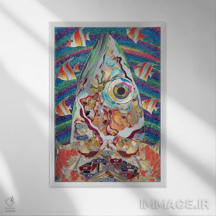 تابلو انتزاعی پادشاه اقیانوس اثر کاستیانتین مالگینف - نمای قابدار سفید