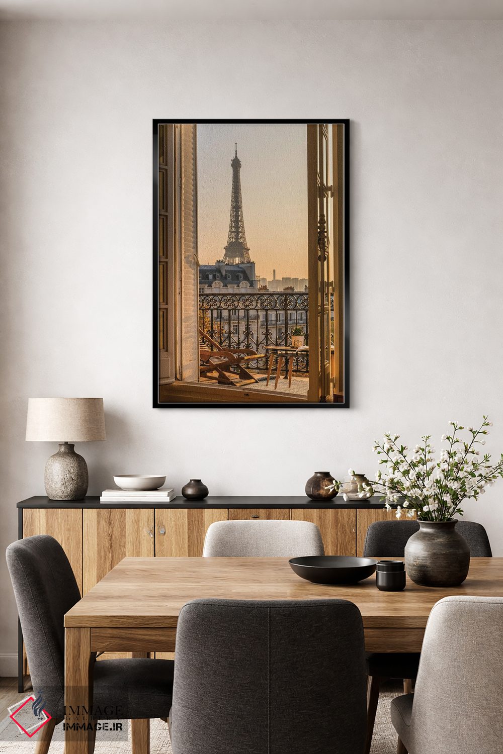 تابلو دکوراتیو بالکن پاریس با برج ایفل اثر کارن منداو - D2B