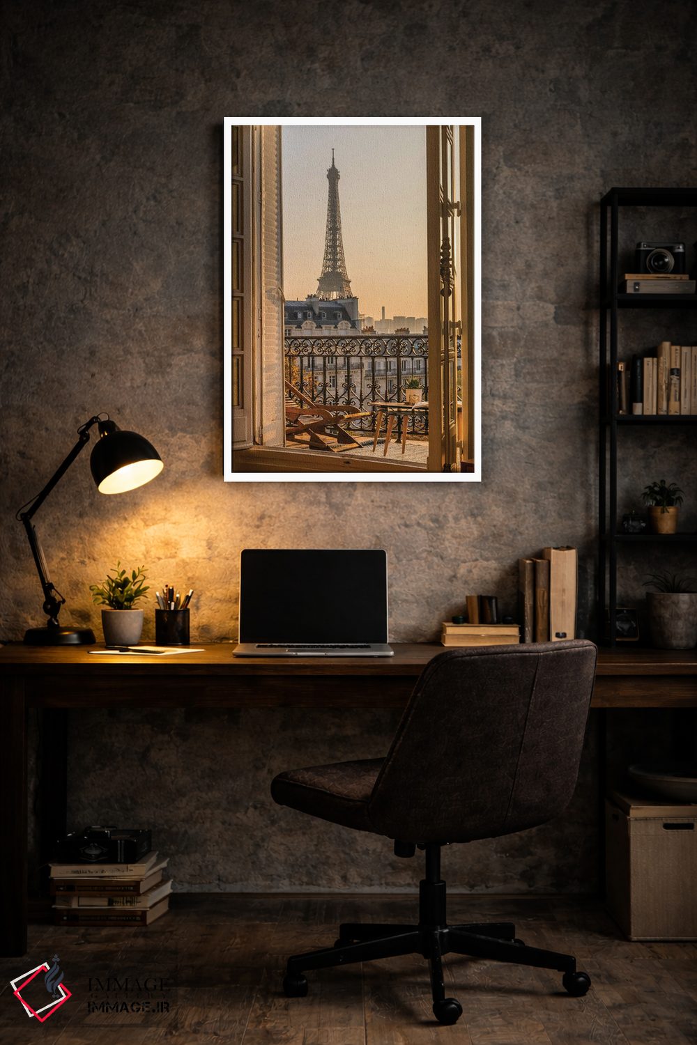 تابلو دکوراتیو بالکن پاریس با برج ایفل اثر کارن منداو - D5W