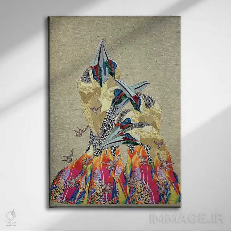 تابلو دکوراتیو دسته ای از مرغ های دریایی اثر کاستیانتین مالگینف - نمای روبهرو روی دیوار