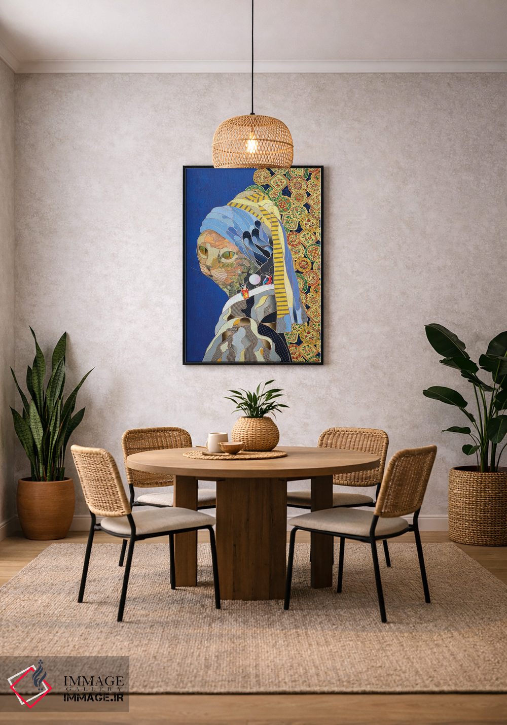 تابلو دکوراتیو گربه با گوشواره اثر کاستیانتین مالگینف - D2B