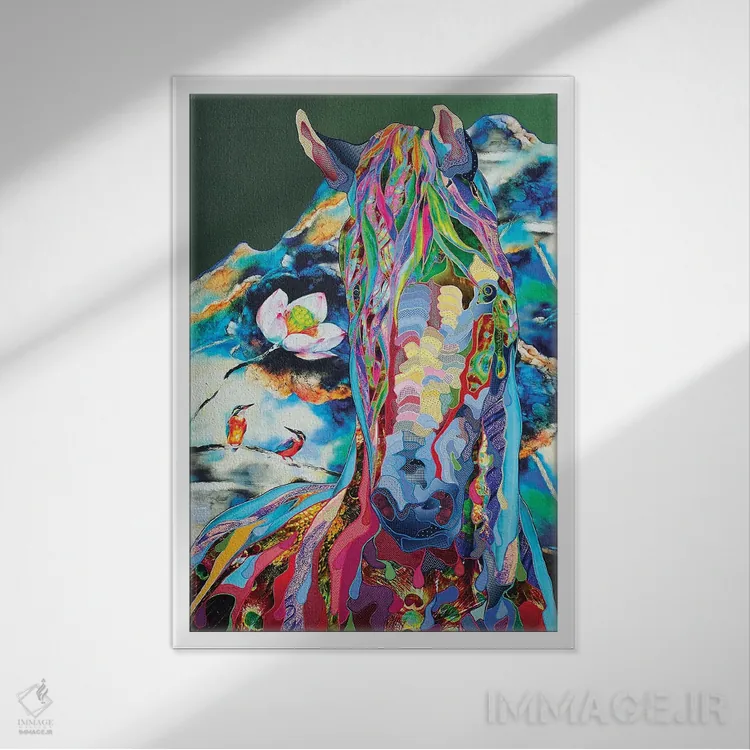 تابلو دکوراتیو نیلوفر آبی اثر کاستیانتین مالگینف - نمای قابدار سفید