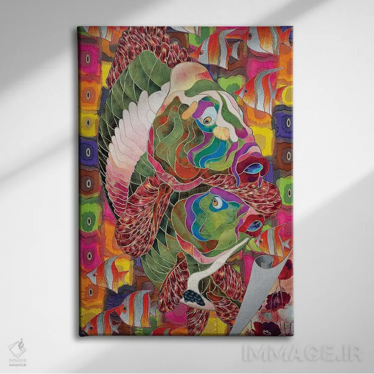 تابلو انتزاعی قدم زنی صبحگاهی اثر کاستیانتین مالگینف - نمای روبهرو روی دیوار