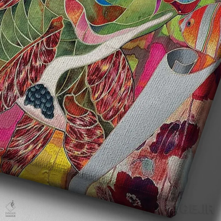 تابلو انتزاعی قدم زنی صبحگاهی اثر کاستیانتین مالگینف - نمای نزدیک بافت بوم