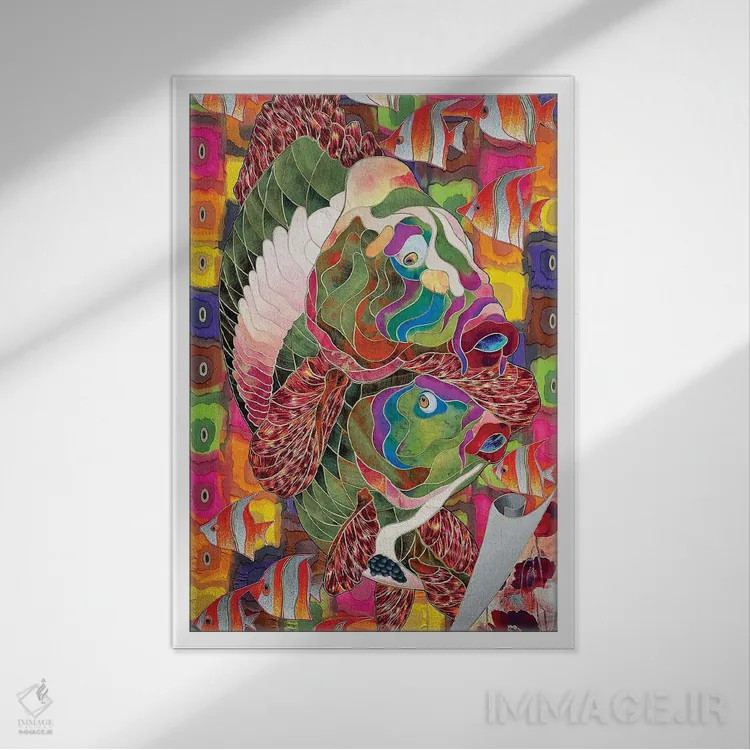 تابلو انتزاعی قدم زنی صبحگاهی اثر کاستیانتین مالگینف - نمای قابدار سفید