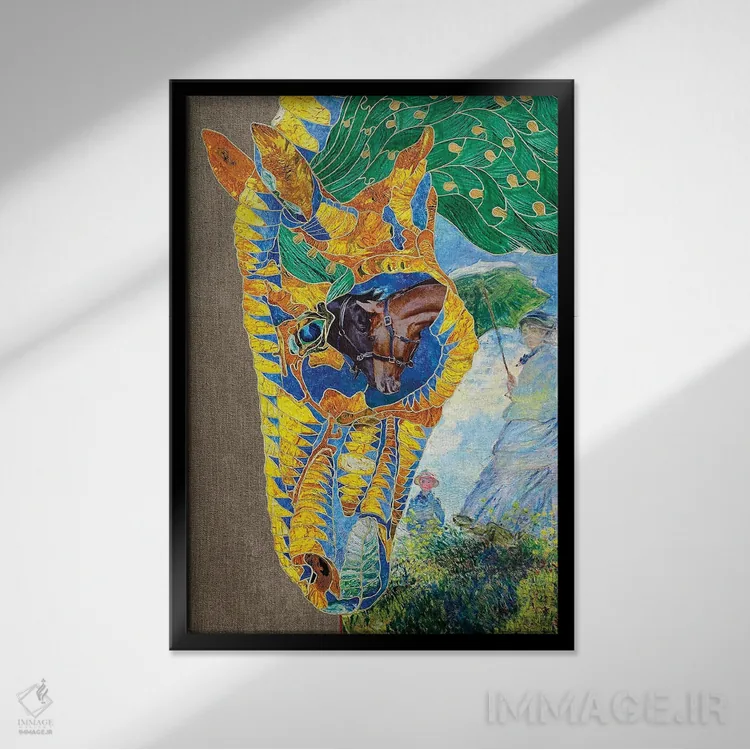 تابلو دکوراتیو خط قرمز اثر کاستیانتین مالگینف - نمای قابدار مشکی