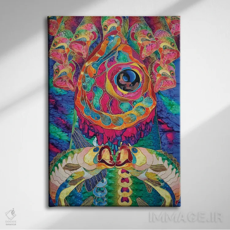 تابلو انتزاعی ماهی کمیاب اثر کاستیانتین مالگینف - نمای روبهرو روی دیوار