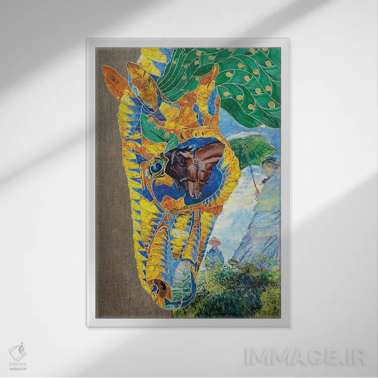 تابلو دکوراتیو خط قرمز اثر کاستیانتین مالگینف - نمای قابدار سفید