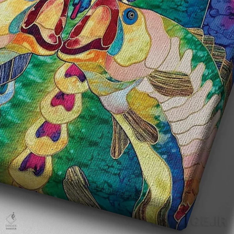 تابلو انتزاعی ماهی کمیاب اثر کاستیانتین مالگینف - نمای نزدیک بافت بوم