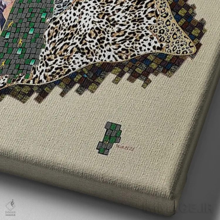 تابلو دکوراتیو اسب تبتی اثر کاستیانتین مالگینف - نمای نزدیک بافت بوم