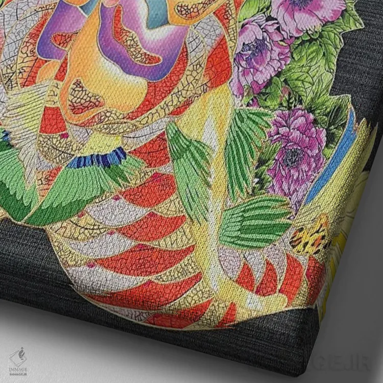 تابلو انتزاعی چرخه رویدادها اثر کاستیانتین مالگینف - نمای نزدیک بافت بوم