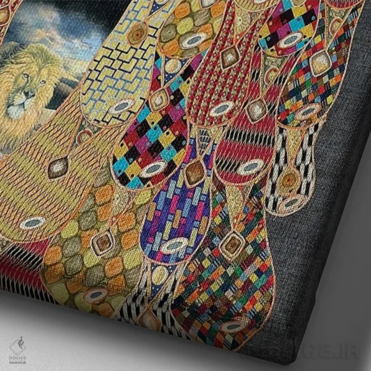 تابلو دکوراتیو منتظر میزبان زن اثر کاستیانتین مالگینف - نمای نزدیک بافت بوم