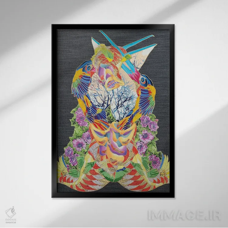 تابلو انتزاعی چرخه رویدادها اثر کاستیانتین مالگینف - نمای قابدار مشکی