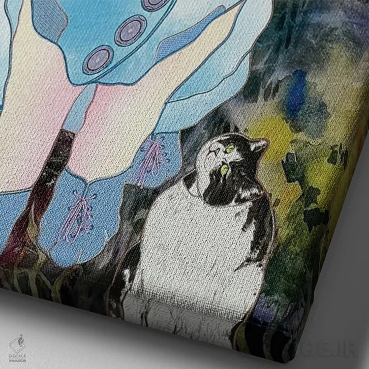 تابلو دکوراتیو کت و شلوار شیک اثر کاستیانتین مالگینف - نمای نزدیک بافت بوم