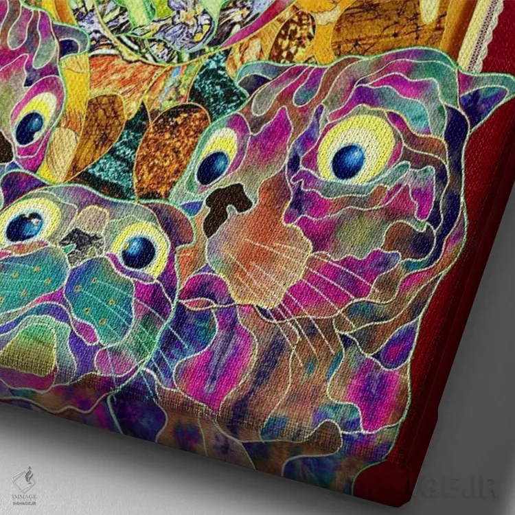 تابلو دکوراتیو بانوی گربه ای اثر کاستیانتین مالگینف - نمای نزدیک بافت بوم