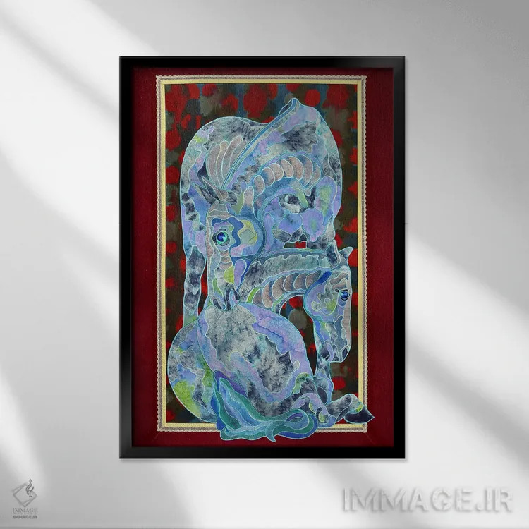 تابلو دکوراتیو شب آبی اثر کاستیانتین مالگینف - نمای قابدار مشکی