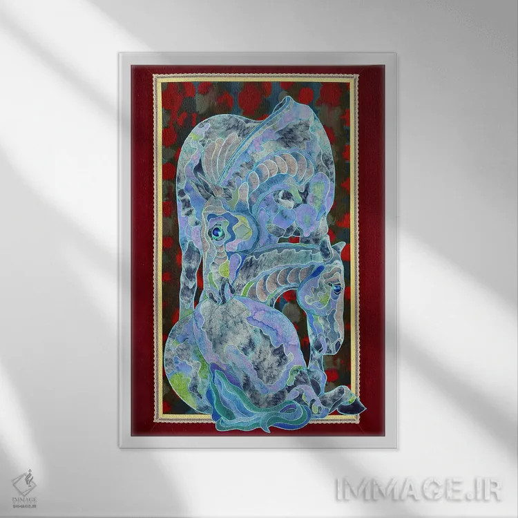 تابلو دکوراتیو شب آبی اثر کاستیانتین مالگینف - نمای قابدار سفید