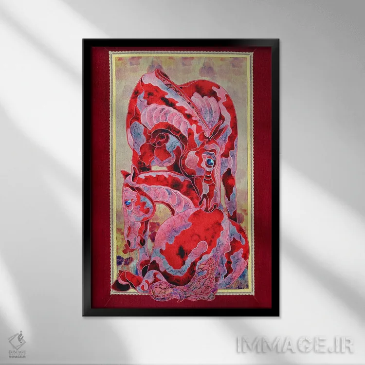 تابلو دکوراتیو سیب ها در برف اثر کاستیانتین مالگینف - نمای قابدار مشکی