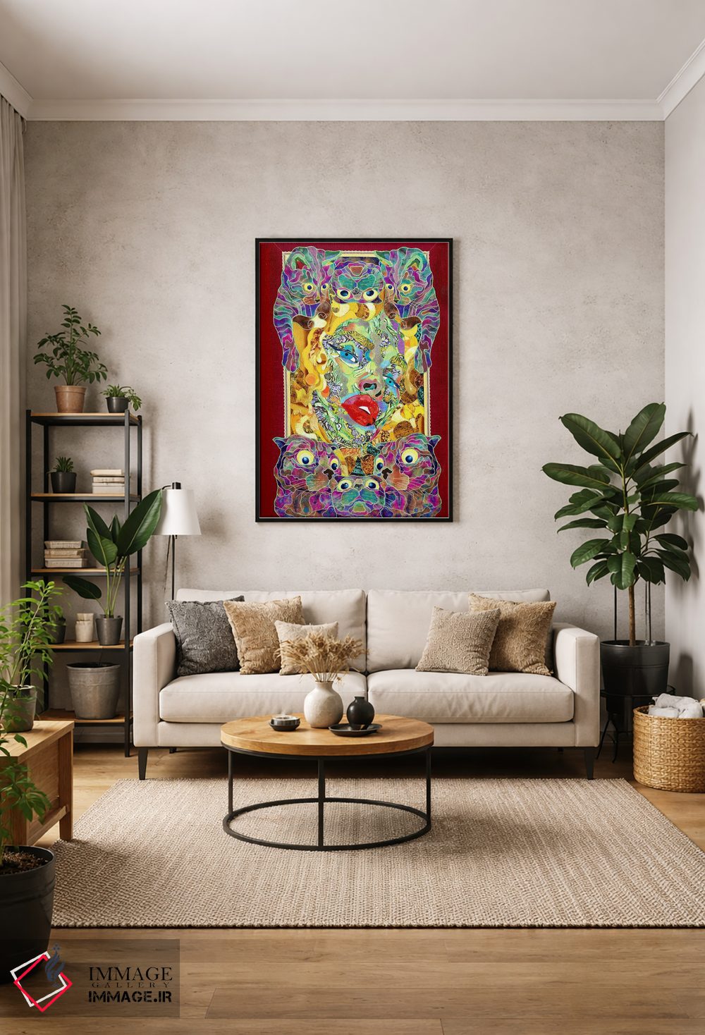 تابلو دکوراتیو بانوی گربه ای اثر کاستیانتین مالگینف - D1B