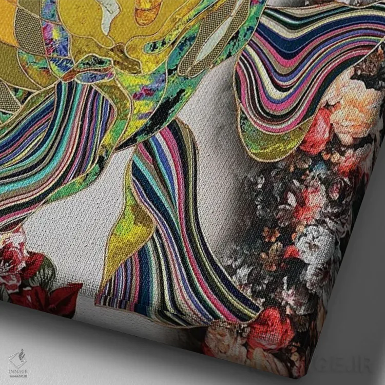 تابلو انتزاعی ماهی قرمز اثر کاستیانتین مالگینف - نمای نزدیک بافت بوم