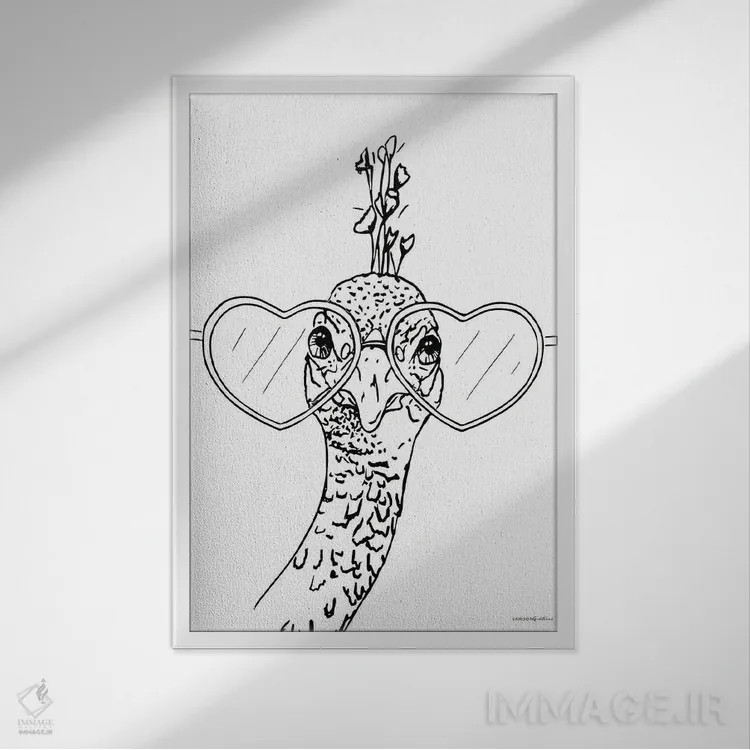 تابلو مینیمال کمی طاووسی ۳ اثر کندون کریشنز - نمای قابدار سفید