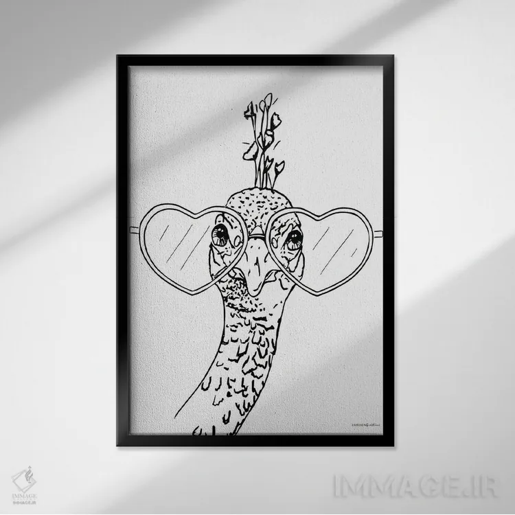 تابلو مینیمال کمی طاووسی ۳ اثر کندون کریشنز - نمای قابدار مشکی