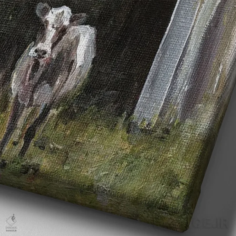 تابلو مدرن کارهای صبحگاهی اثر کندون کریشنز - نمای نزدیک بافت بوم