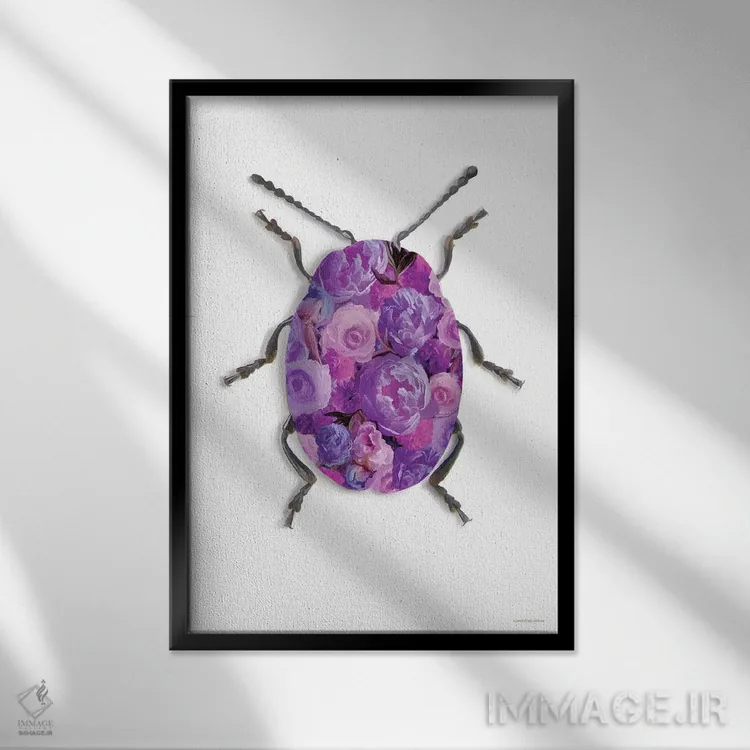 تابلو دکوراتیو استتار بنفش اثر کندون کریشنز - نمای قابدار مشکی