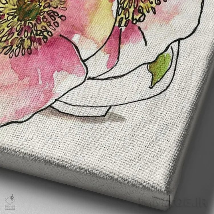 تابلو مینیمال شیرینی در گلدان کوچک اثر کندون کریشنز - نمای نزدیک بافت بوم