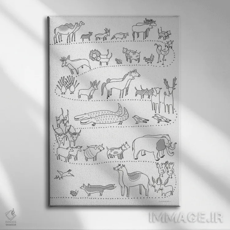 تابلو مینیمال دوتا دوتا آمدند اثر کندون کریشنز - نمای روبهرو روی دیوار