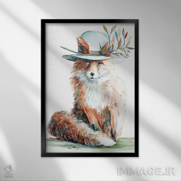 تابلو دکوراتیو روباه افسون شده اثر کندون کریشنز - نمای قابدار مشکی