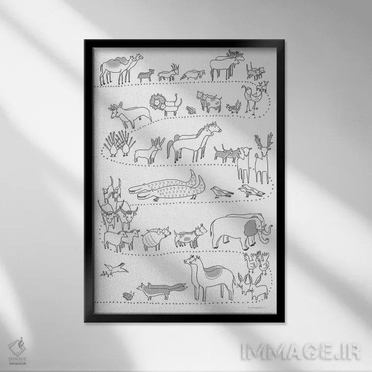 تابلو مینیمال دوتا دوتا آمدند اثر کندون کریشنز - نمای قابدار مشکی