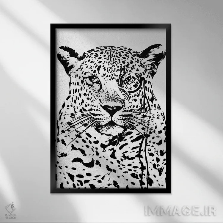 تابلو دکوراتیو یوزپلنگ شیطون اثر کندون کریشنز - نمای قابدار مشکی