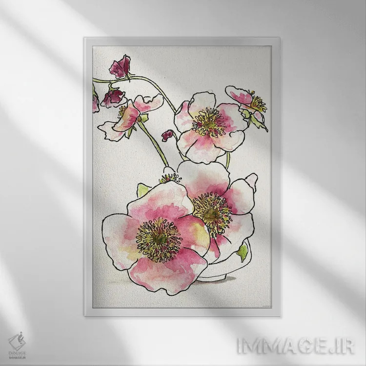 تابلو مینیمال شیرینی در گلدان کوچک اثر کندون کریشنز - نمای قابدار سفید