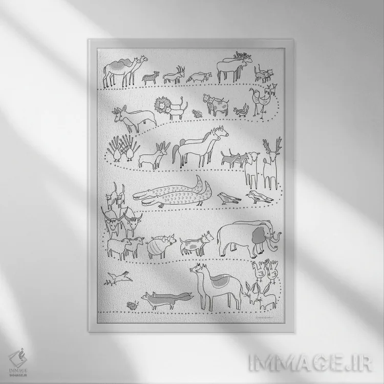 تابلو مینیمال دوتا دوتا آمدند اثر کندون کریشنز - نمای قابدار سفید