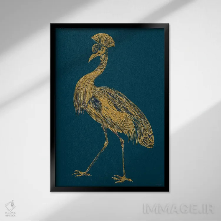 تابلو دکوراتیو درنای زراندود اثر کندون کریشنز - نمای قابدار مشکی