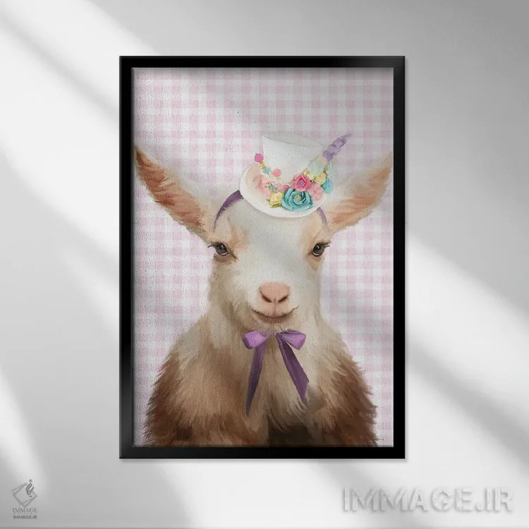 تابلو دکوراتیو بچه شیرین اثر کندون کریشنز - نمای قابدار مشکی