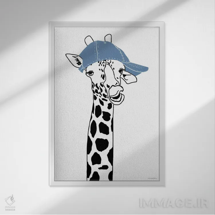تابلو مینیمال زرافه تیم اثر کندون کریشنز - نمای قابدار سفید