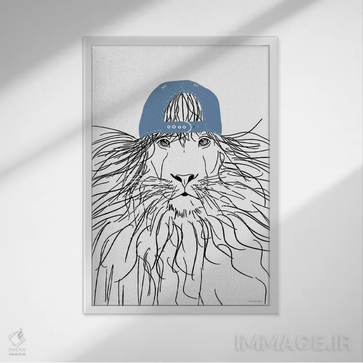 تابلو مینیمال شیر تیم اثر کندون کریشنز - نمای قابدار سفید