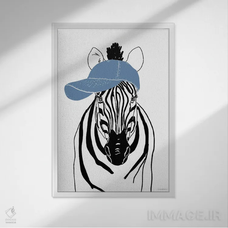 تابلو مینیمال گورخر تیم اثر کندون کریشنز - نمای قابدار سفید